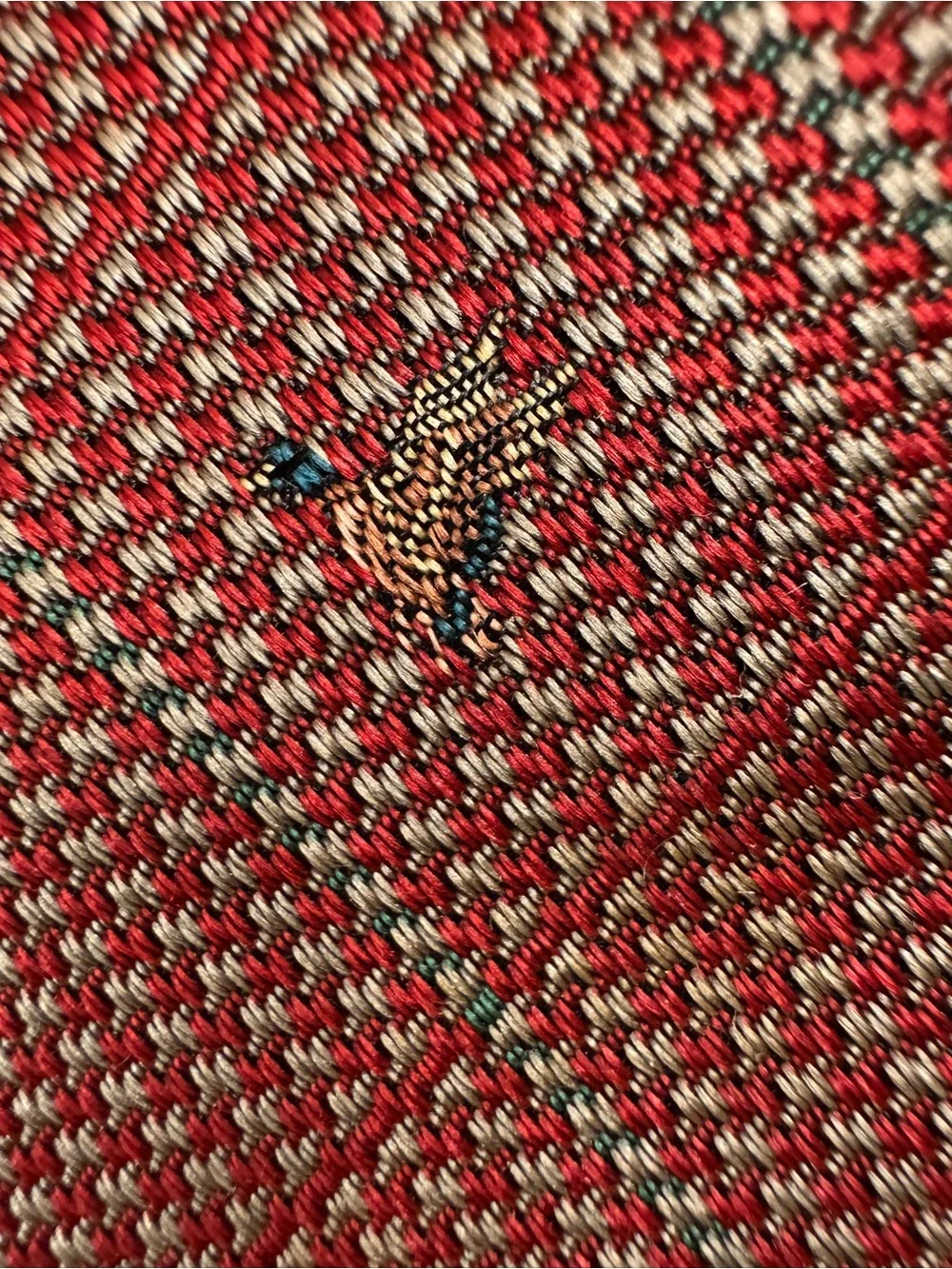 Vintage Polo Ralph Lauren Houndstooth Plaid Micro Duck Motif Tie Old Money